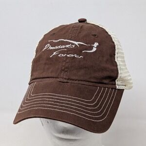 Zkapz Pheasants Forever Trucker Hat Brown Cream Mesh Snapback High Plains 778